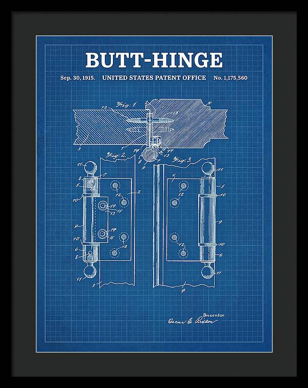 Butt Hinge Blueprint Patent Us1175560a