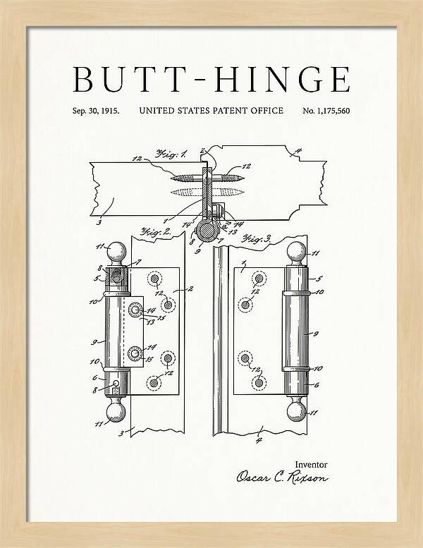 Butt Hinge Minimalist Patent Us1175560a