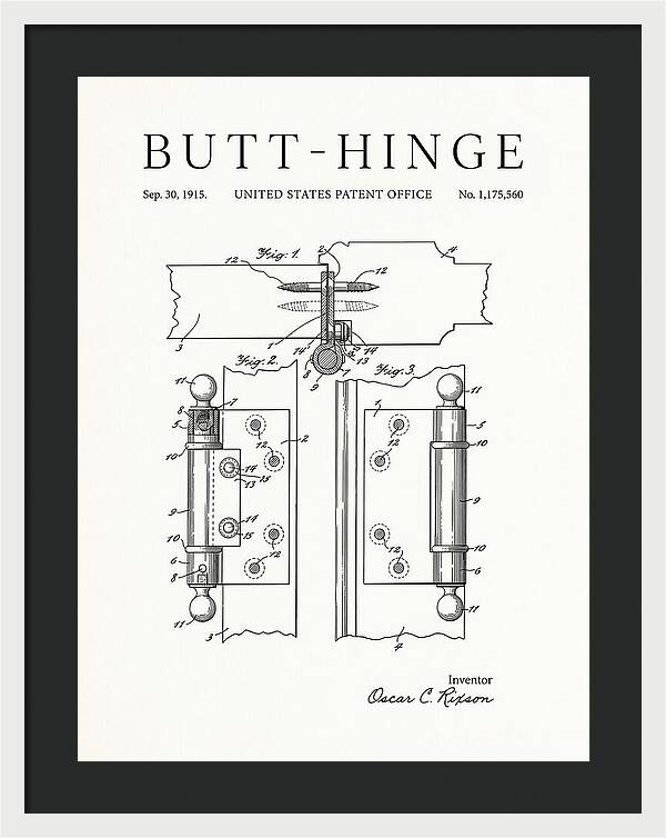 Butt Hinge Minimalist Patent Us1175560a