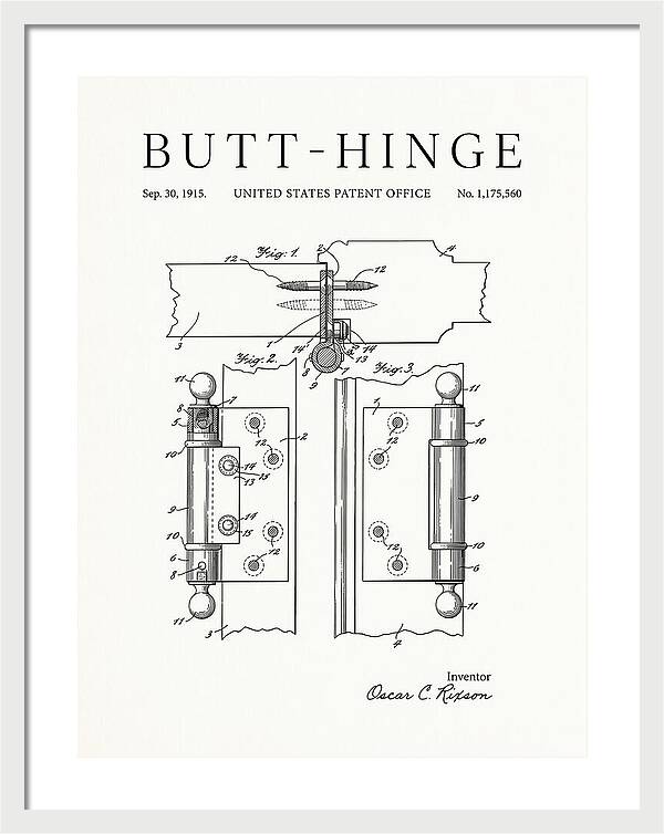Butt Hinge Minimalist Patent Us1175560a