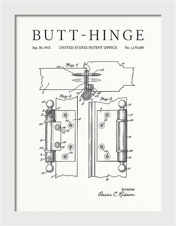 Butt Hinge Minimalist Patent Us1175560a