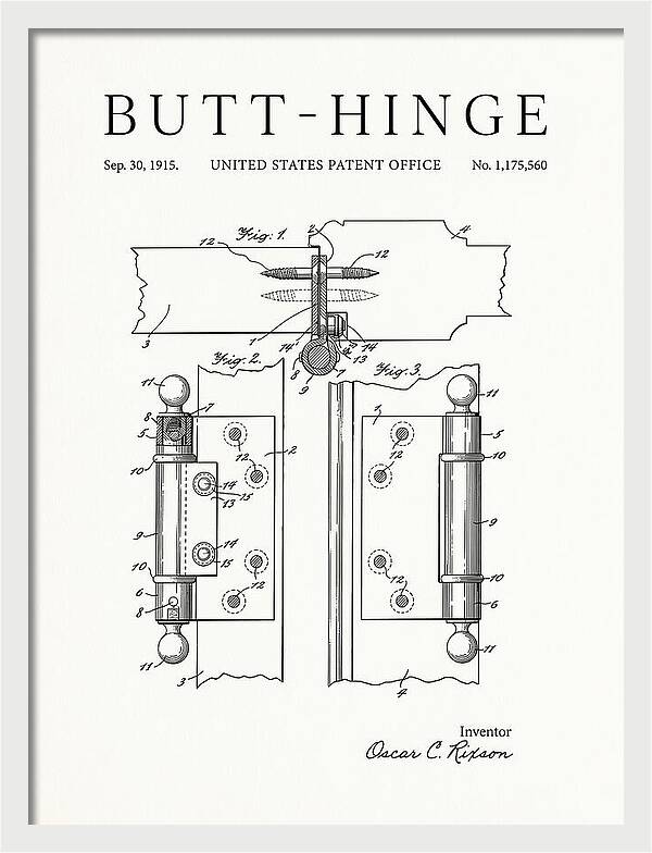 Butt Hinge Minimalist Patent Us1175560a