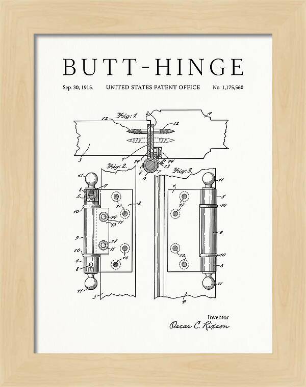 Butt Hinge Minimalist Patent Us1175560a