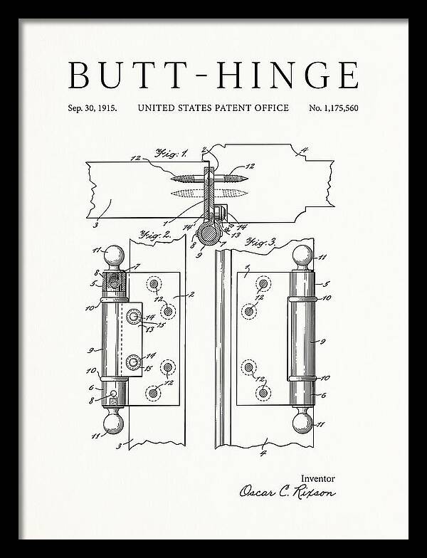 Butt Hinge Minimalist Patent Us1175560a