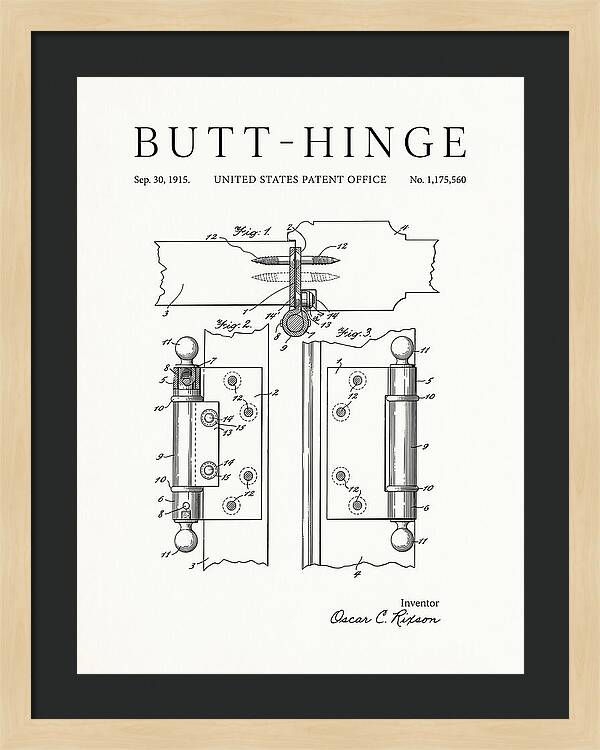 Butt Hinge Minimalist Patent Us1175560a