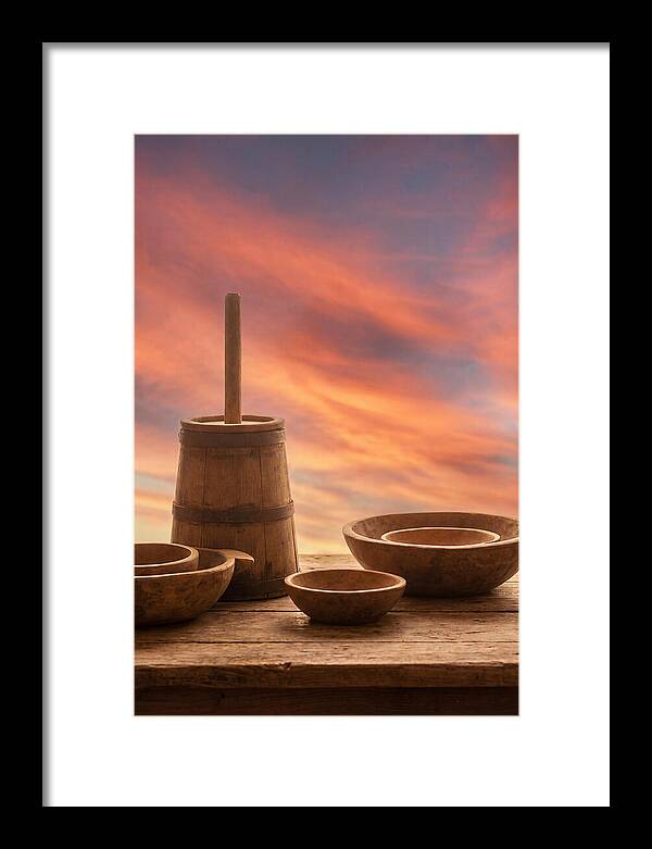 Butter Churn And Wooden Bowls