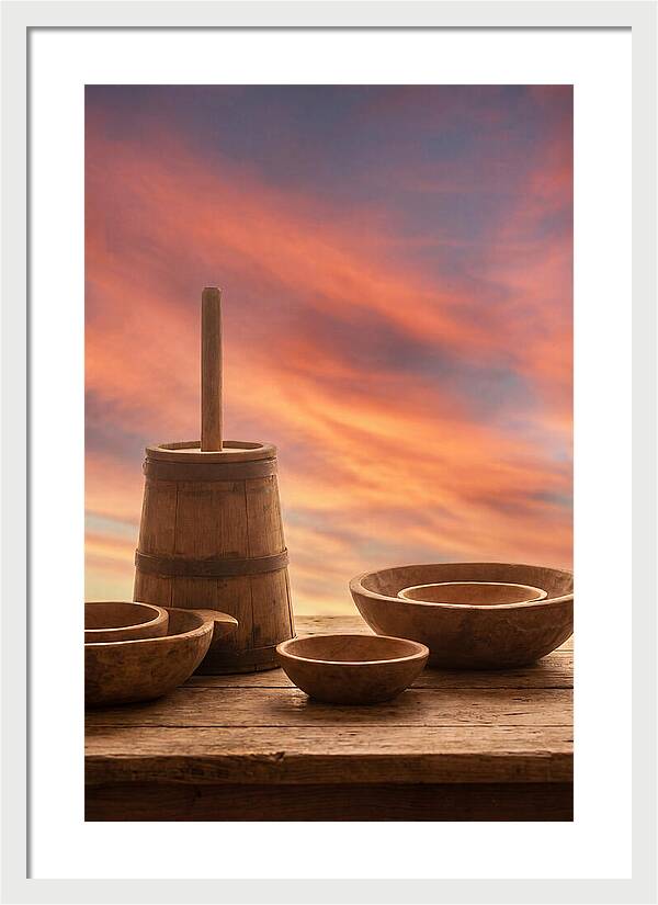 Butter Churn And Wooden Bowls