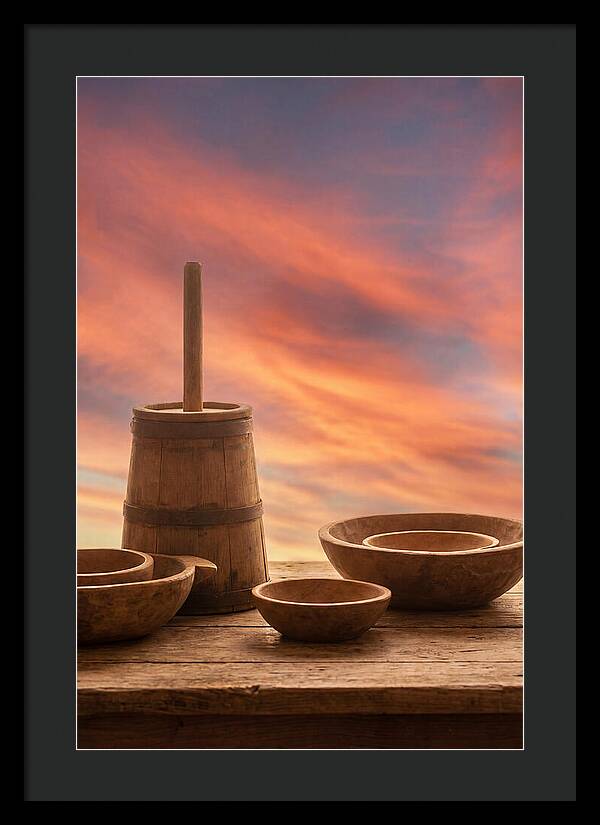 Butter Churn And Wooden Bowls