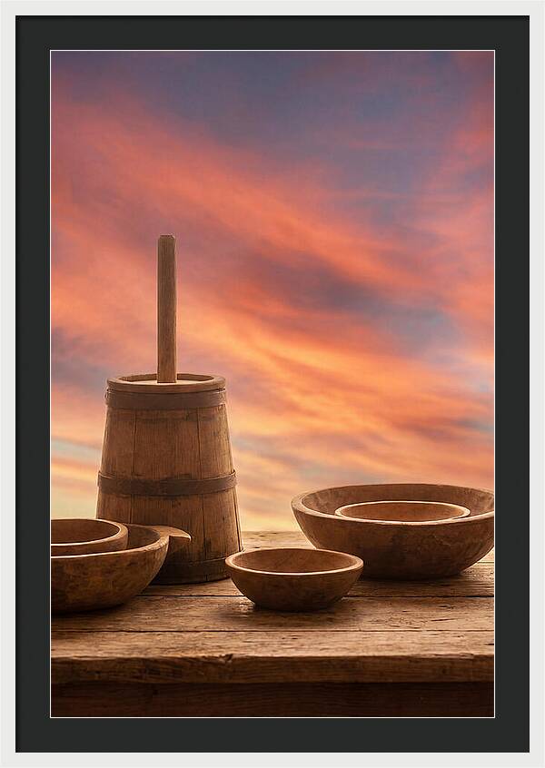 Butter Churn And Wooden Bowls