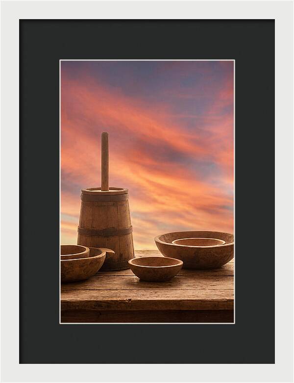 Butter Churn And Wooden Bowls