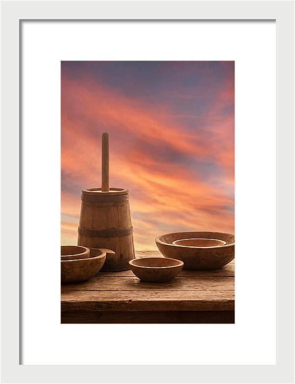 Butter Churn And Wooden Bowls