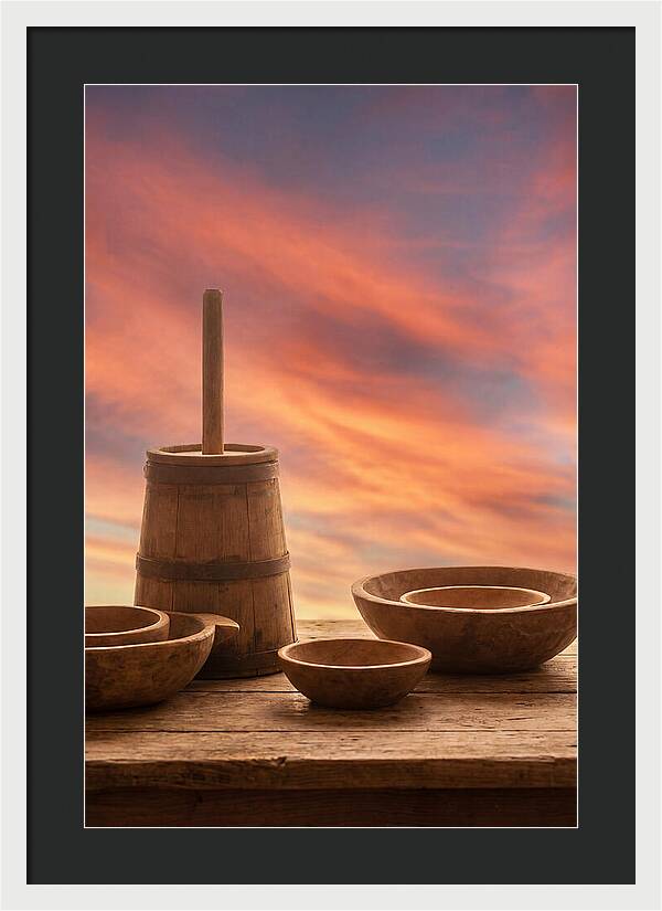 Butter Churn And Wooden Bowls