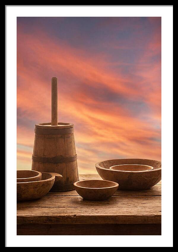 Butter Churn And Wooden Bowls