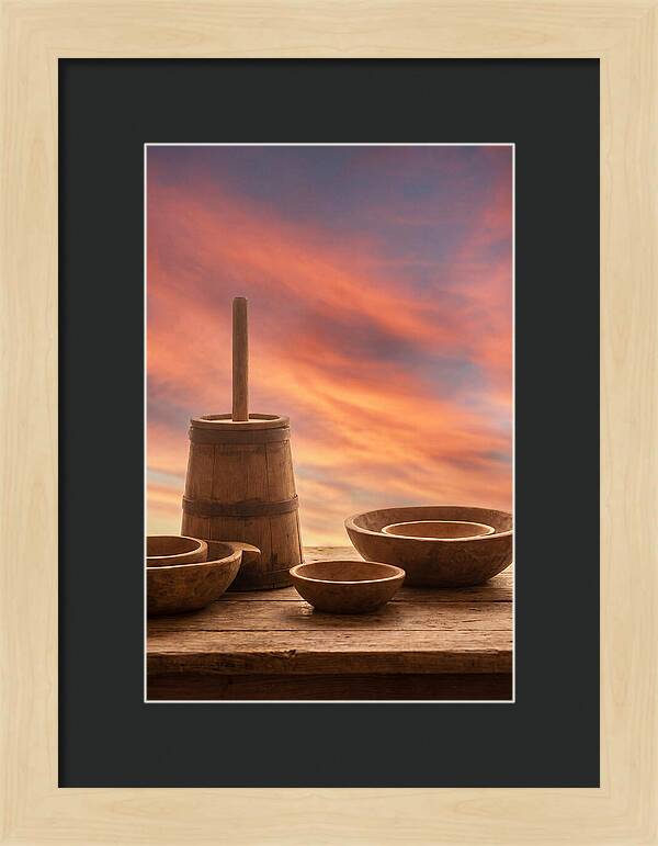Butter Churn And Wooden Bowls