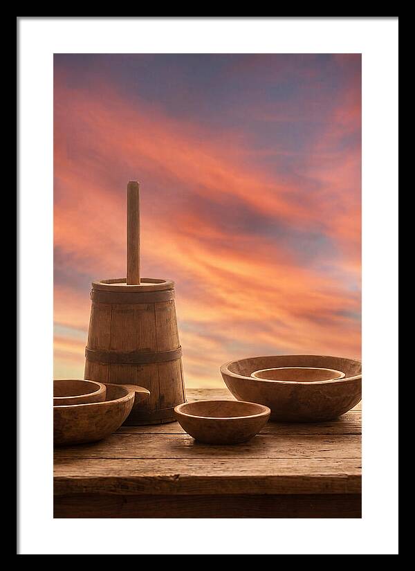 Butter Churn And Wooden Bowls
