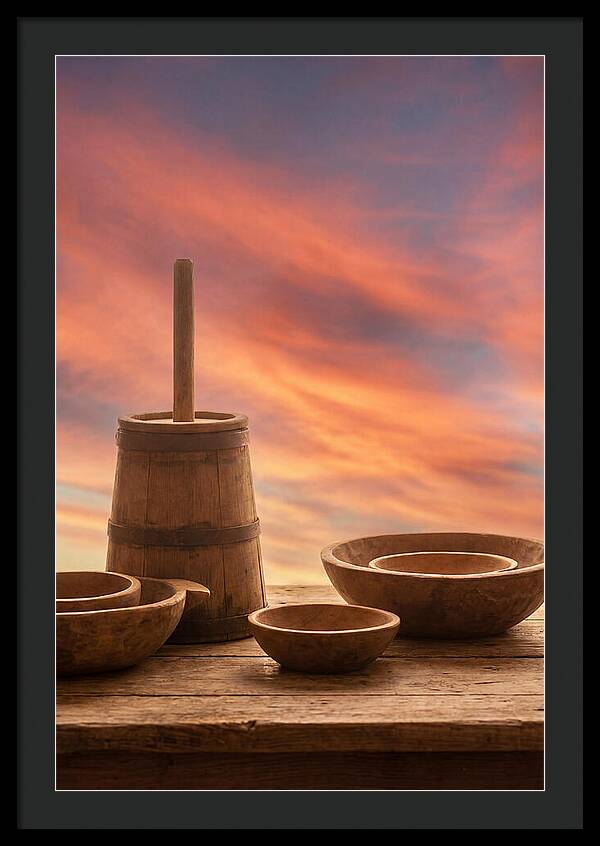 Butter Churn And Wooden Bowls