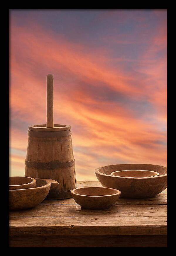 Butter Churn And Wooden Bowls