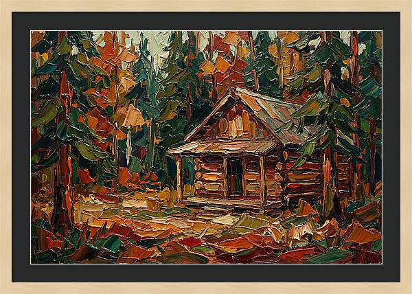 Cabin Surrounded By Autumn Woods