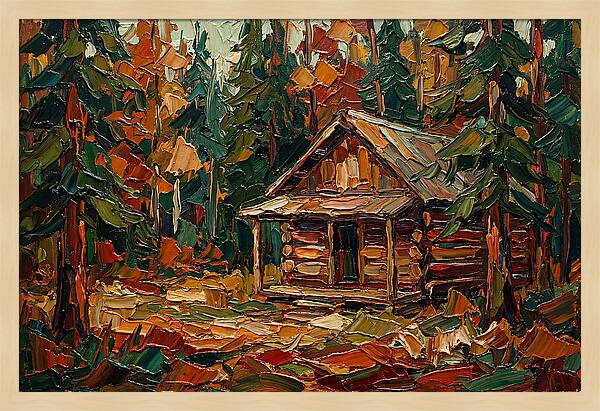 Cabin Surrounded By Autumn Woods