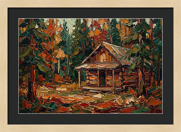 Cabin Surrounded By Autumn Woods