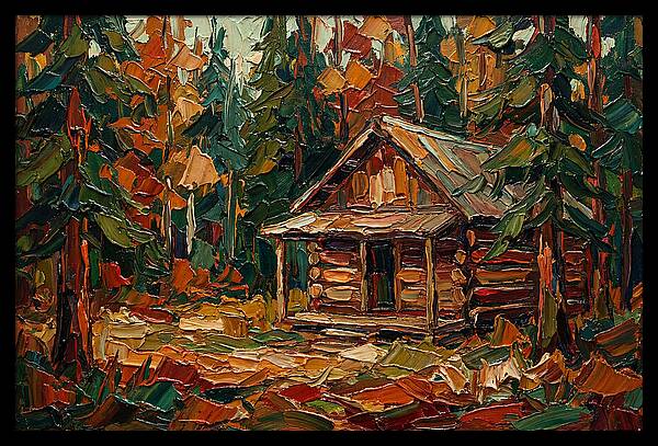 Cabin Surrounded By Autumn Woods