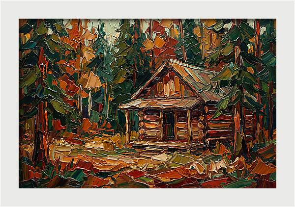 Cabin Surrounded By Autumn Woods