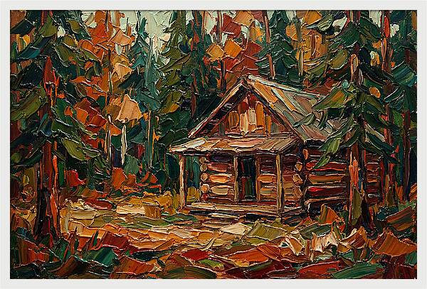 Cabin Surrounded By Autumn Woods