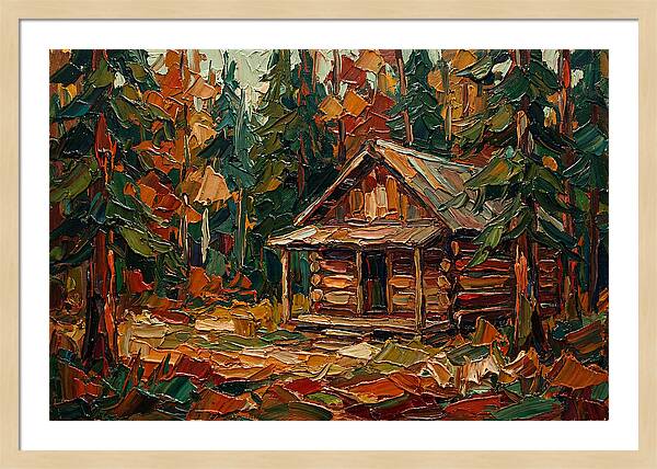 Cabin Surrounded By Autumn Woods