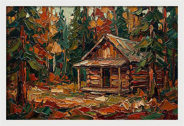 Cabin Surrounded By Autumn Woods