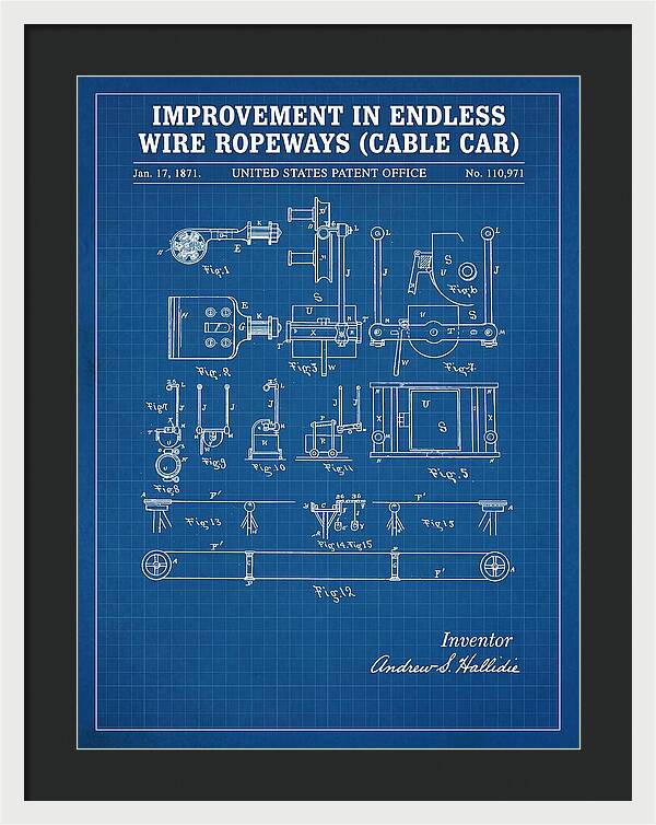 Cable Car Endless Wire Ropeway Blueprint Patent Us110971