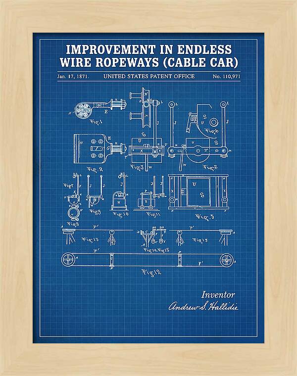 Cable Car Endless Wire Ropeway Blueprint Patent Us110971