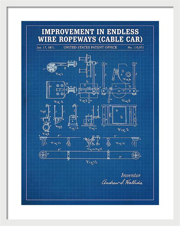 Cable Car Endless Wire Ropeway Blueprint Patent Us110971