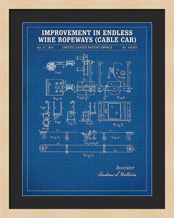 Cable Car Endless Wire Ropeway Blueprint Patent Us110971