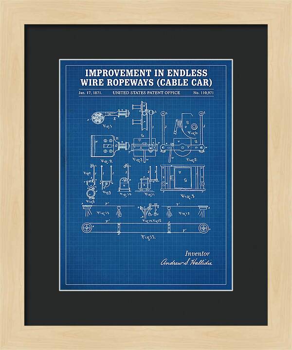Cable Car Endless Wire Ropeway Blueprint Patent Us110971