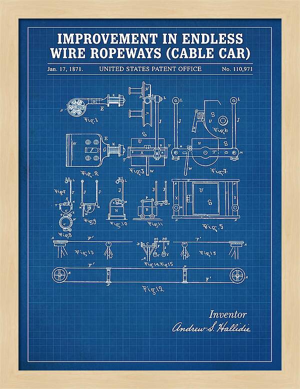 Cable Car Endless Wire Ropeway Blueprint Patent Us110971