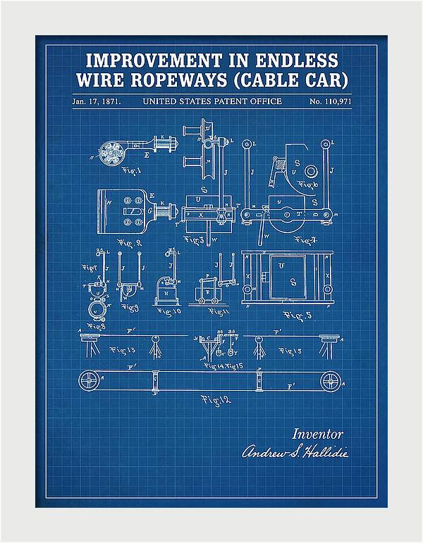 Cable Car Endless Wire Ropeway Blueprint Patent Us110971