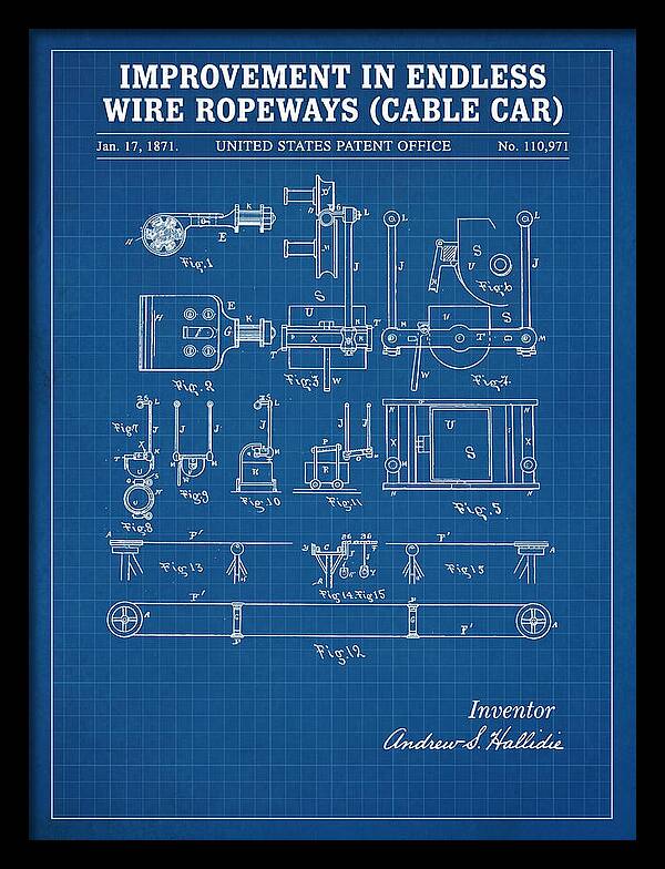 Cable Car Endless Wire Ropeway Blueprint Patent Us110971