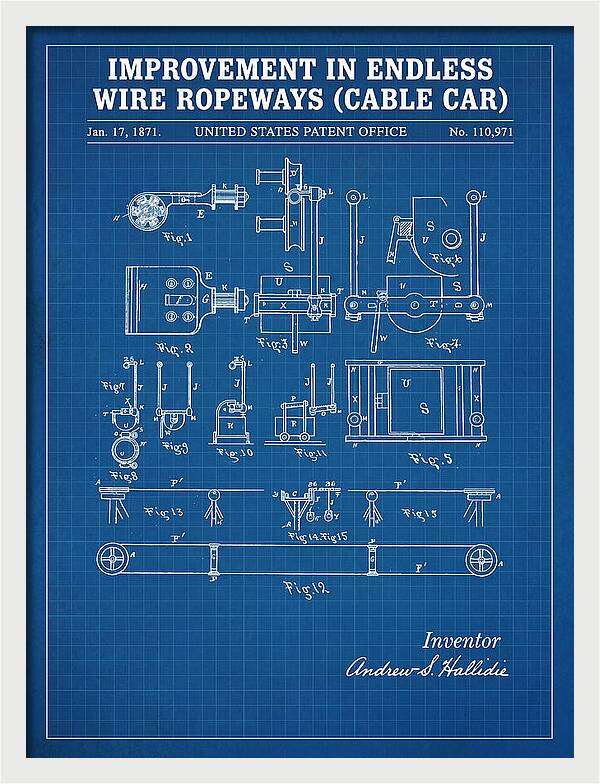 Cable Car Endless Wire Ropeway Blueprint Patent Us110971