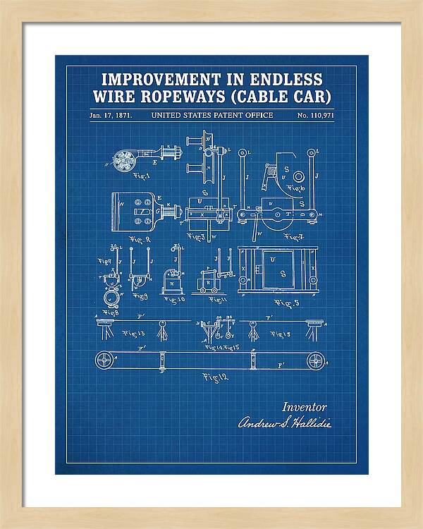 Cable Car Endless Wire Ropeway Blueprint Patent Us110971