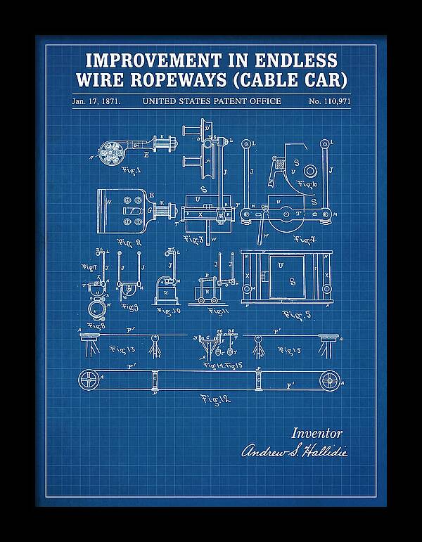 Cable Car Endless Wire Ropeway Blueprint Patent Us110971