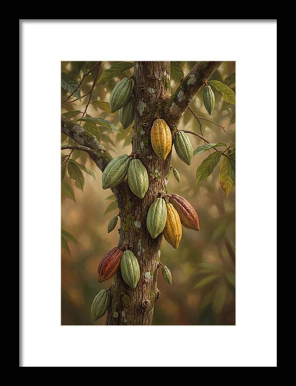 Cacao Tree With Colorful Pods