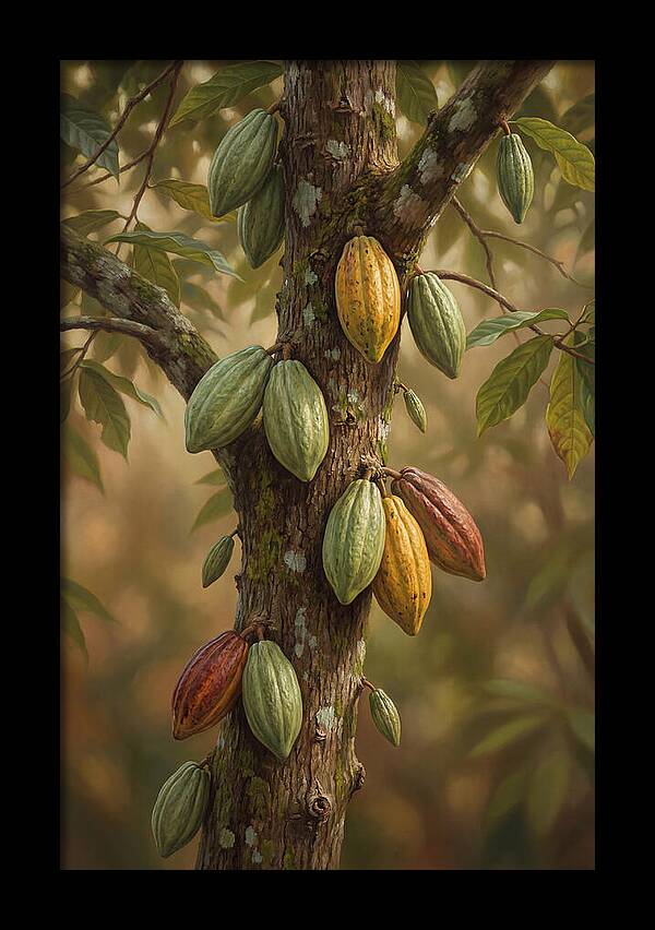 Cacao Tree With Colorful Pods