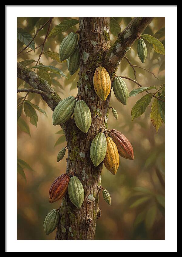 Cacao Tree With Colorful Pods