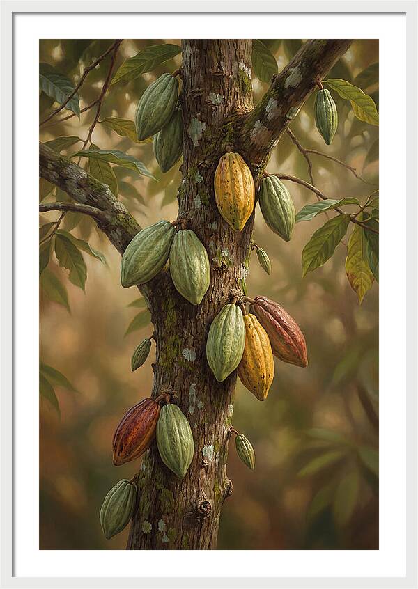 Cacao Tree With Colorful Pods