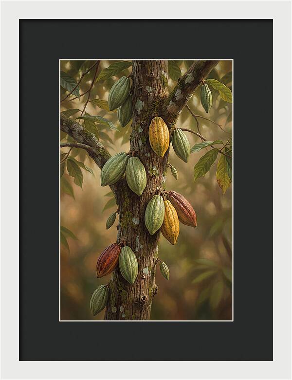 Cacao Tree With Colorful Pods