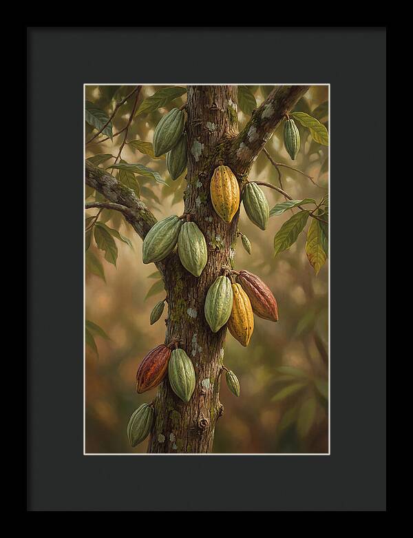 Cacao Tree With Colorful Pods