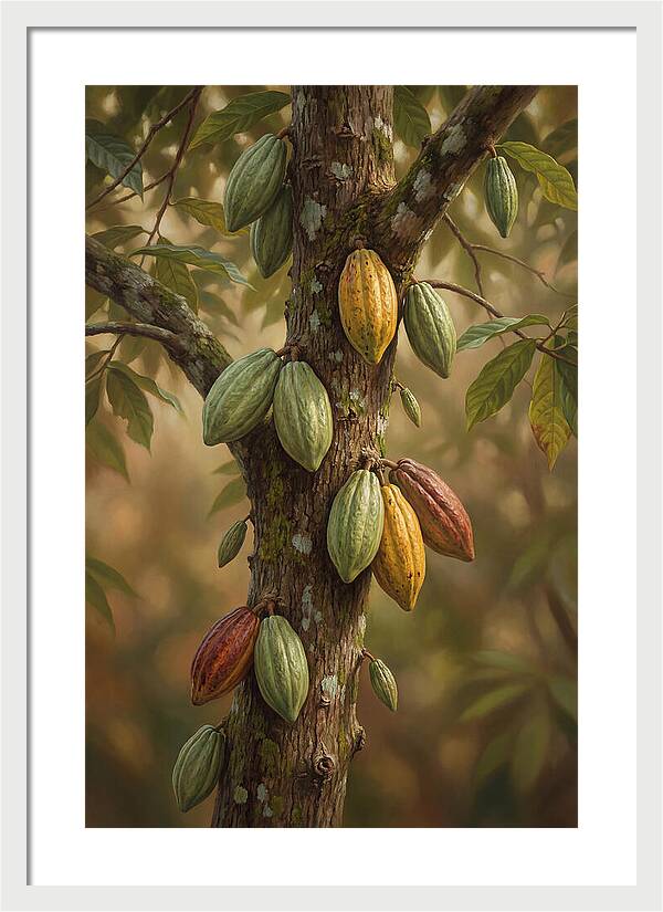 Cacao Tree With Colorful Pods