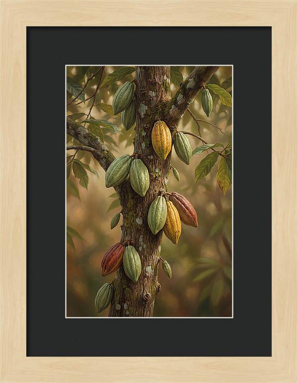 Cacao Tree With Colorful Pods
