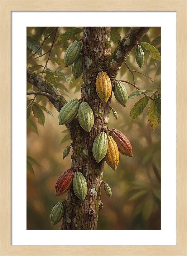 Cacao Tree With Colorful Pods