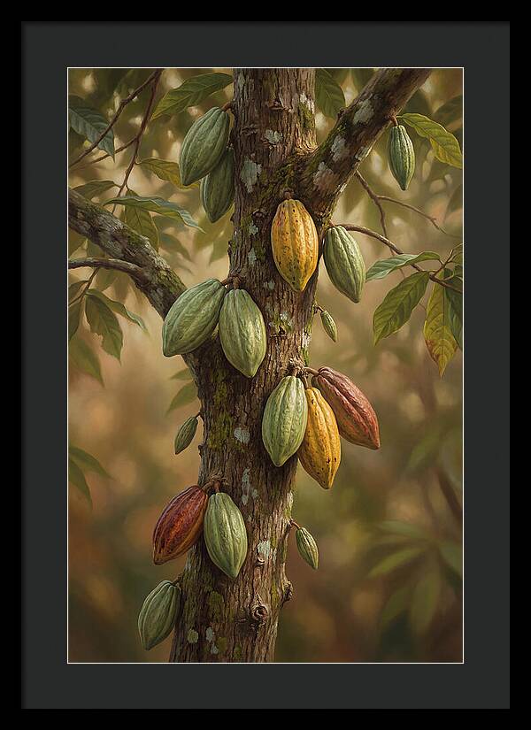 Cacao Tree With Colorful Pods